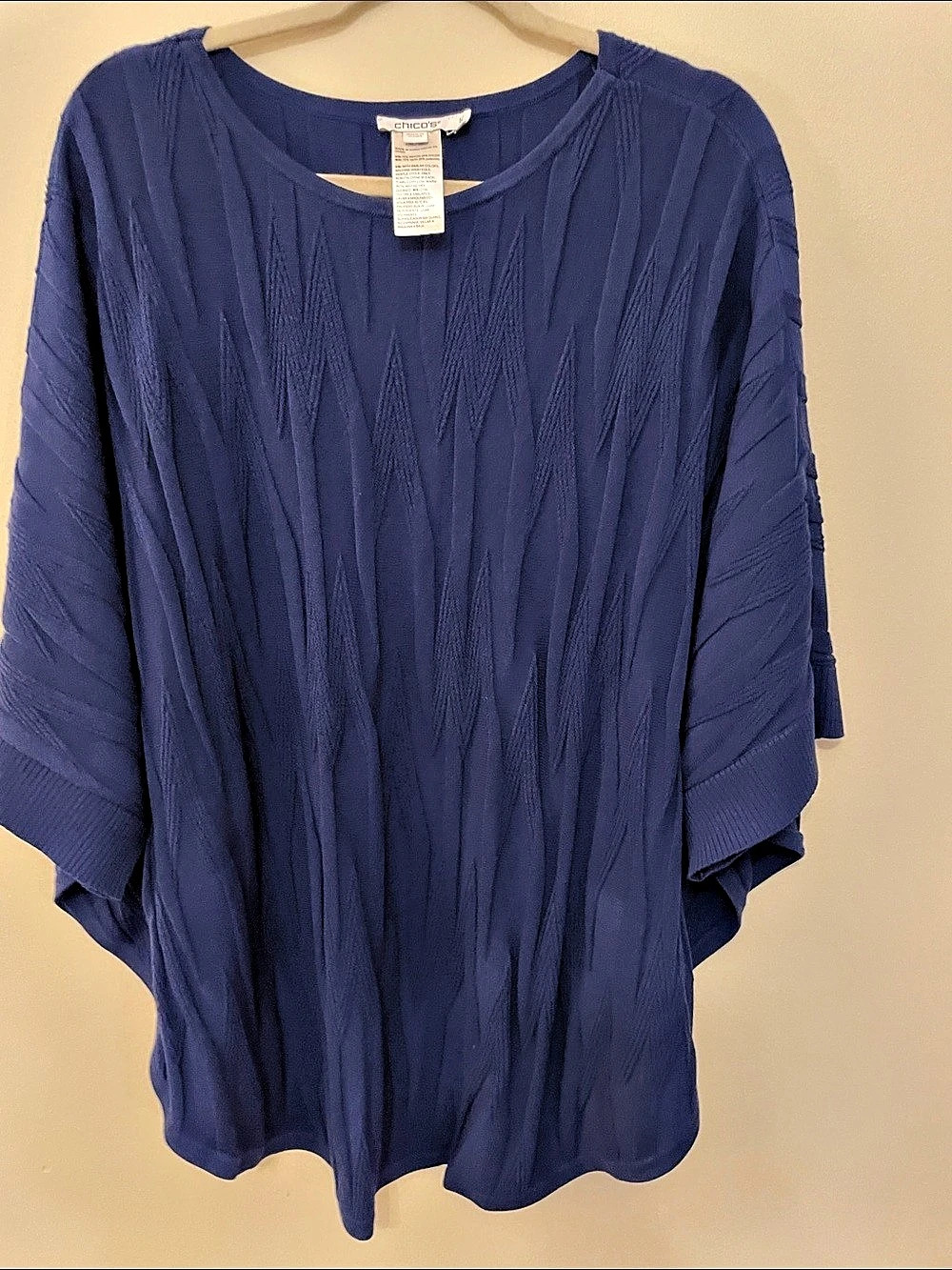 Chico's Textured Knit Tunic in Blue L/XL Like New